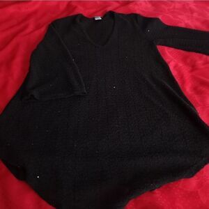 Elif for Jordan Taylor XS Black Knit Belle3/4Sleeve Beads V- Neck Women's Top